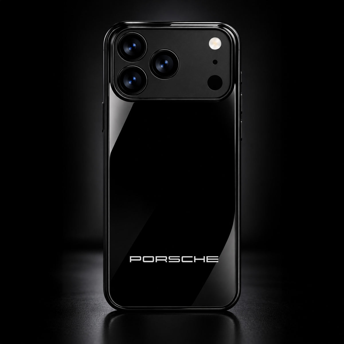 Porsche Black-Edition Tempered Glass Phone Case