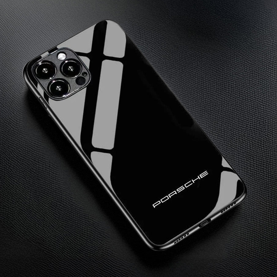 Porsche Black-Edition Tempered Glass Phone Case