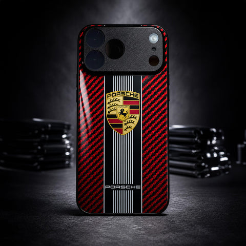 Porsche Carbon Style Phone Case - Red Edition